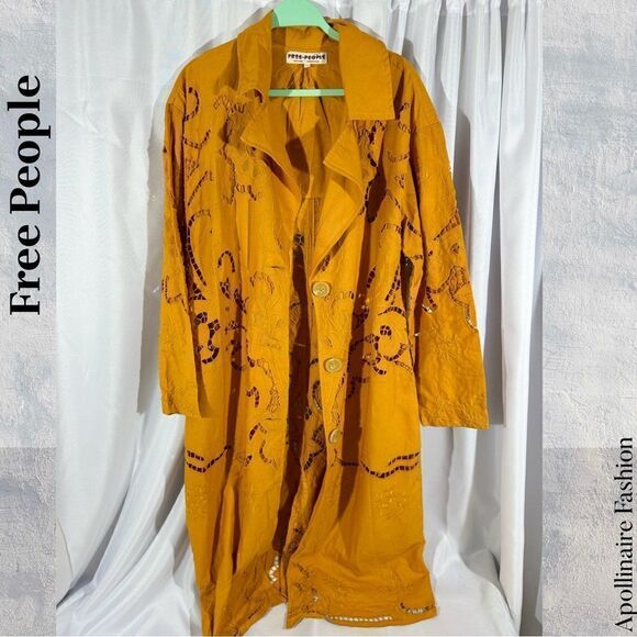 FREE PEOPLE SUZANNA DUSTER IN LIGHT BROWN MEDIUM NEW - Picture 6 of 7